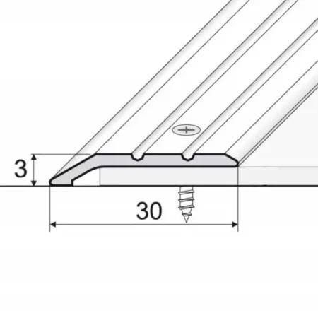 Drawing of anodised aluminium door floor bar edge trim threshold