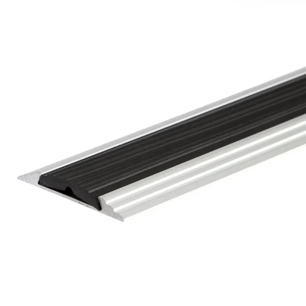 Silver anodised aluminium anti-slip door floor bar edge trim threshold profile, 50 mm