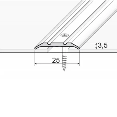 Drawing of anodised aluminium door floor bar edge trim threshold, 25 mm