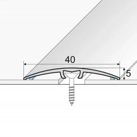 Drawing of anodised aluminium door floor bar edge trim threshold, 40 mm