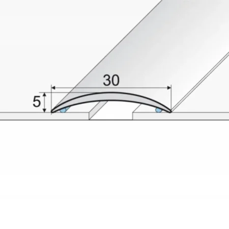 Drawing of flat self-adhesive anodised aluminium door floor edging bar strip trim threshold