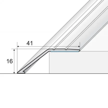 Drawing of self-adhesive anodised aluminium door floor edge trim threshold, 900×41×16 mm