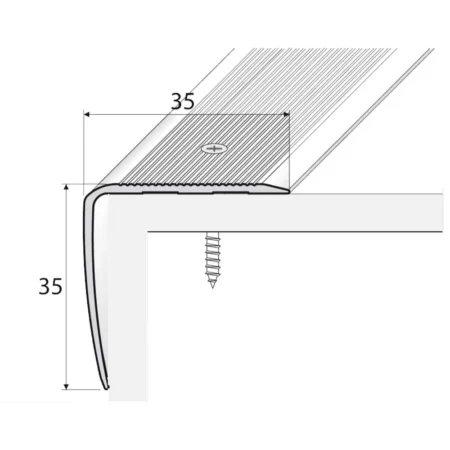 Dimensions of anodised aluminium anti-slip stair edge nosing trim, A41