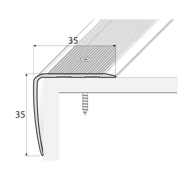 Dimensions of anodised aluminium anti-slip stair edge nosing trim, A41