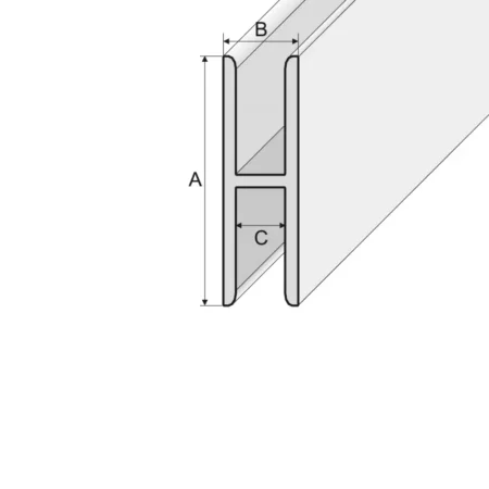 Drawing of aluminium H shape channel anodised section H bar, H profile