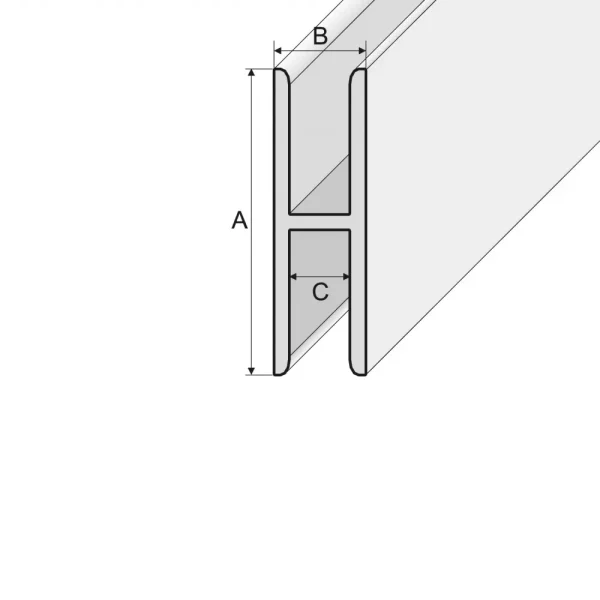 Drawing of aluminium H shape channel anodised section H bar, H profile