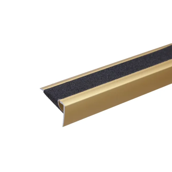 Gold anodised aluminium anti-slip stair edge nosing trim, 41 mm x 266 mm, A44