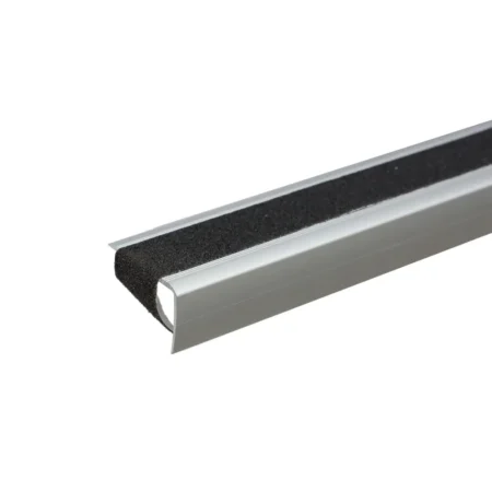 Silver anodised aluminium anti-slip stair edge nosing trim, 41 mm x 266 mm, A44