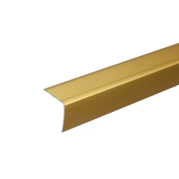 Gold anodised aluminium anti-slip stair edge nosing trim, 900 mm x 35 mm x 35 mm, A41