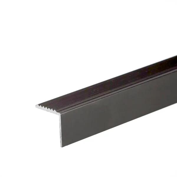 Black anodised aluminium anti-slip stair edge nosing trim, A30