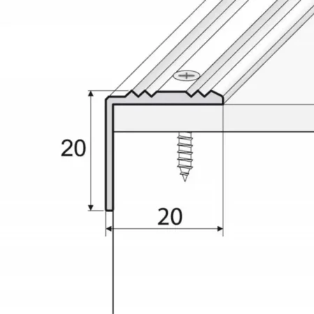 Anodised Aluminium Anti-Non Slip Stair Edge Nosing Trim A30 drawing