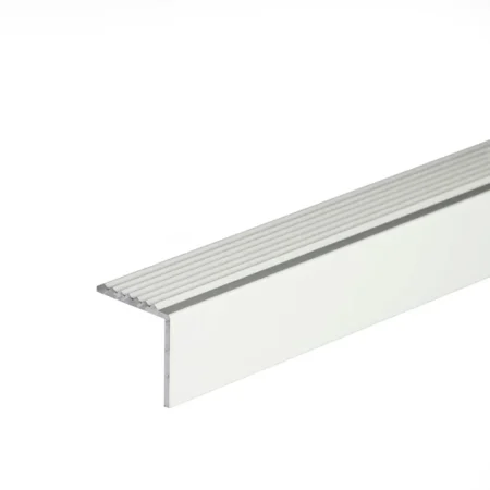 Silver anodised aluminium anti-slip stair edge nosing trim, A30