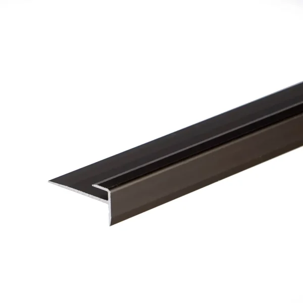 Brown anodised aluminium carpet edge ending profile cover strip floor bar trim, 8 mm x 9 mm