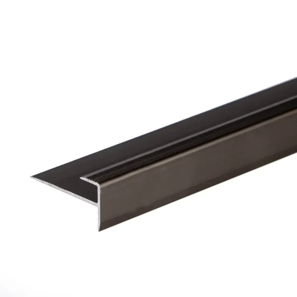 Brown anodised aluminium carpet edge nosing profile cover strip door floor bar trim, 14 mm x 8 mm