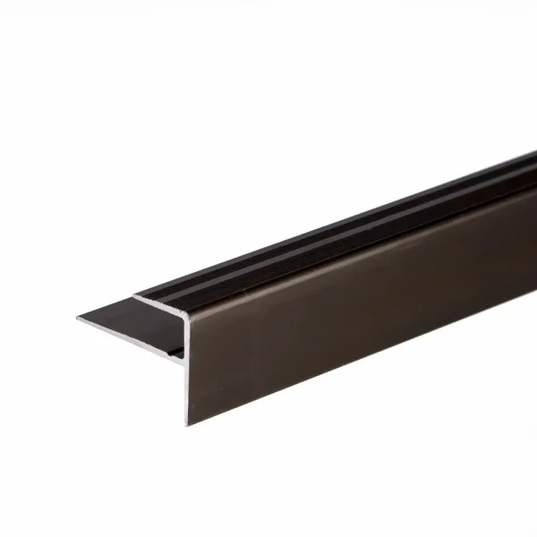 Brown anodised aluminium carpet edge nosing profile cover strip door floor bar trim, 23 mm x 16 mm