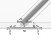 Drawing of anodised aluminium dual edge carpet profile cover strip door floor bar trim, 20 mm