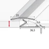 Drawing of anodised aluminium Z-edge carpet profile door floor bar trim, 35 mm