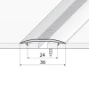 Drawing of anodised aluminium carpet door threshold trim floor bar ramp strip edge, 36 mm