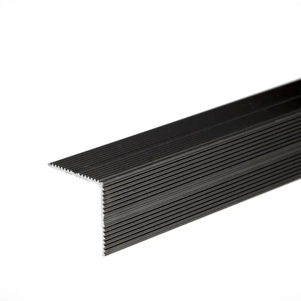 Black anodised aluminium stair nosing edging anti-slip corner edge trim bar, 35 mm