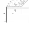 Drawing of anodised aluminium stair nosing edging anti-slip corner edge trim bar, 35 mm