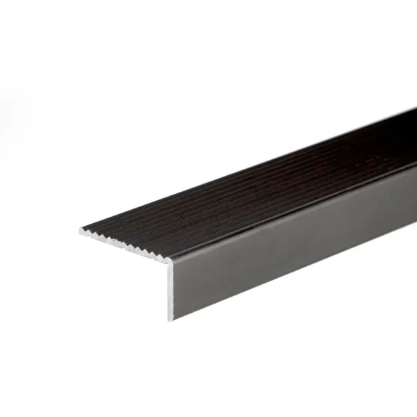 Black anodised aluminium stair nosing edging anti-slip corner edge trim bar, 650 mm x 420 mm