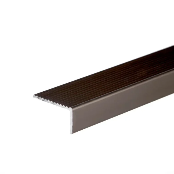 Brown anodised aluminium stair nosing edging anti-slip corner edge trim bar, 650 mm x 420 mm