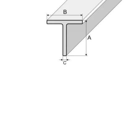 Drawing of anodised aluminium T-section bar