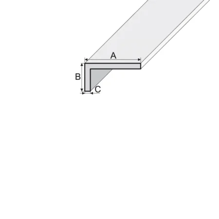 Drawing of non-equal sided angle bar, 1000 mm x 40 mm x 20 mm