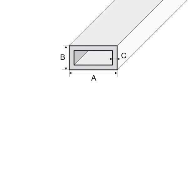 Drawing of rectangular pipe, 1000 mm