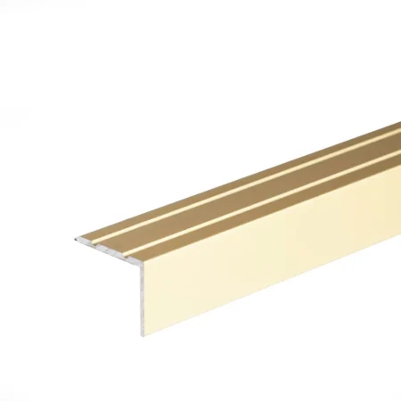 Gold self-adhesive anodised aluminium anti-slip stair edge nosing trim, 25 mm x 20 mm