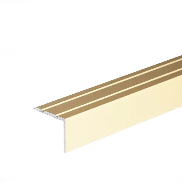 Gold self-adhesive anodised aluminium anti-slip stair edge nosing trim, 25 mm x 20 mm