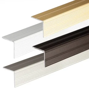 Self-adhesive anodised aluminium anti-slip stair edge nosing trim, 25 mm x 25 mm