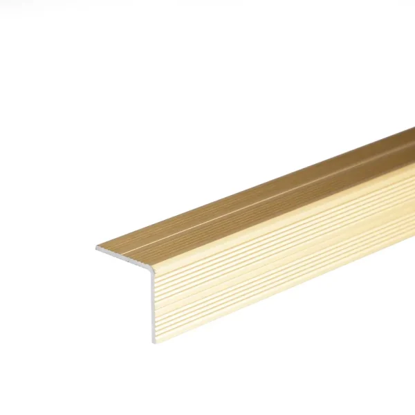 Gold self-adhesive anodised aluminium anti-slip stair edge nosing trim, 25 mm x 25 mm