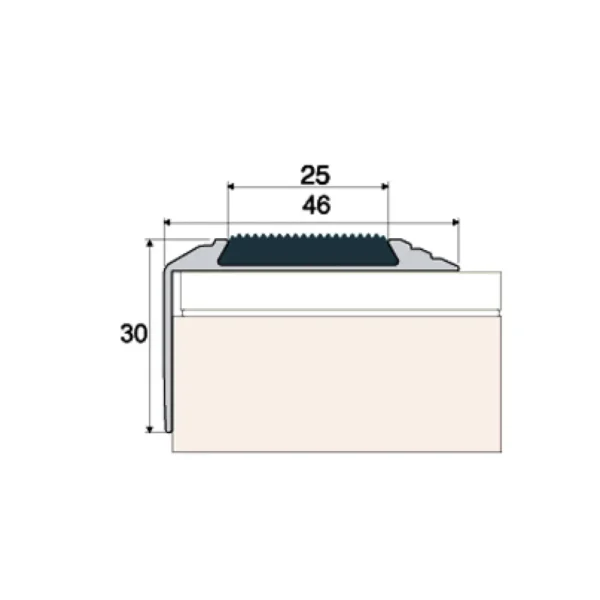 Self-adhesive anodised aluminium anti-non-slip stair edge nosing trim 46 mm x 30 mm