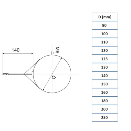 Chimney Flue Wall Support Clamp With Screw size-chart