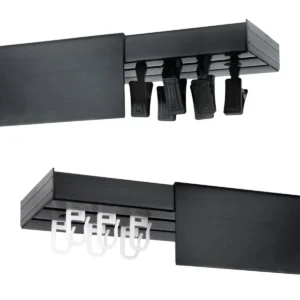 Double curtain rail track black PVC ceiling set clips and hooks cover