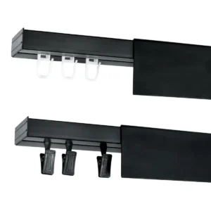 Single curtain rail track black PVC ceiling set clips or hooks corner cover