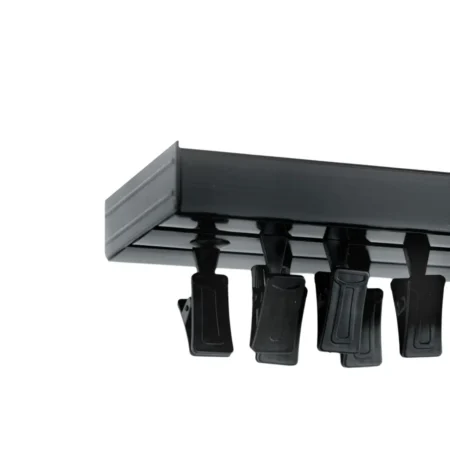 Double curtain rail track black PVC ceiling set clips