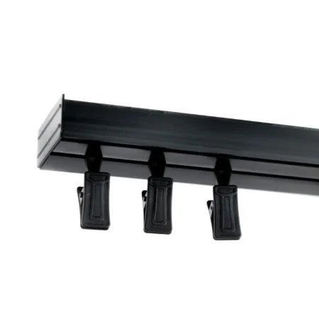 Single curtain rail track black PVC ceiling set clips