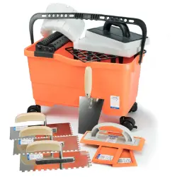 Tiler set with bucket, trowels, sponges