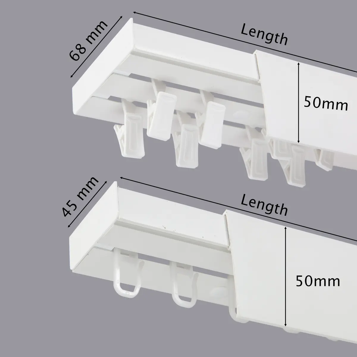 Curtain rail track PVC ceiling set clips size guides