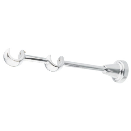 Chrome Classic double curtain pole bracket close-up