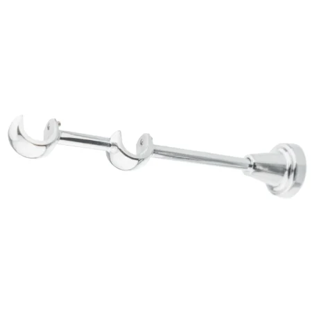 Chrome Classic double curtain pole bracket close-up