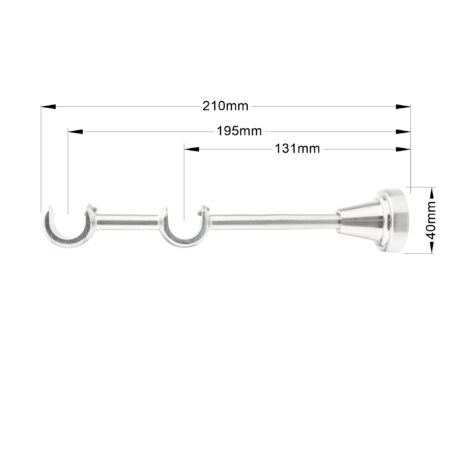 Inox Classic double curtain pole bracket with dimensions