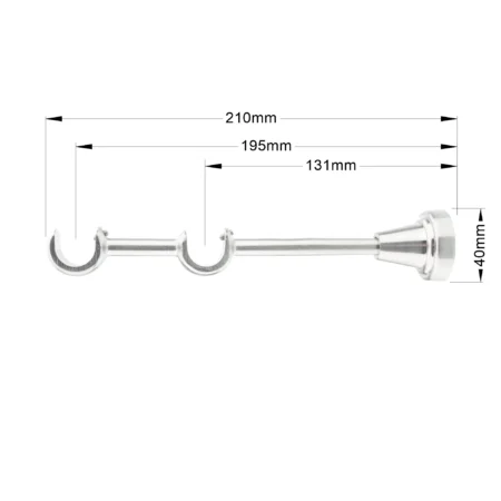 Inox Classic double curtain pole bracket with dimensions