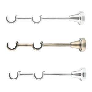 Double curtain rod bracket in Antique Brass, Inox Brass and Chrome finishes
