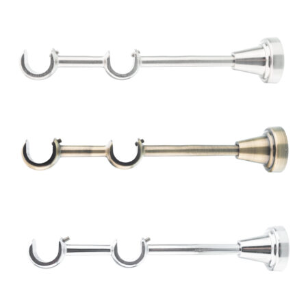 Double curtain rod bracket in Antique Brass, Inox Brass and Chrome finishes
