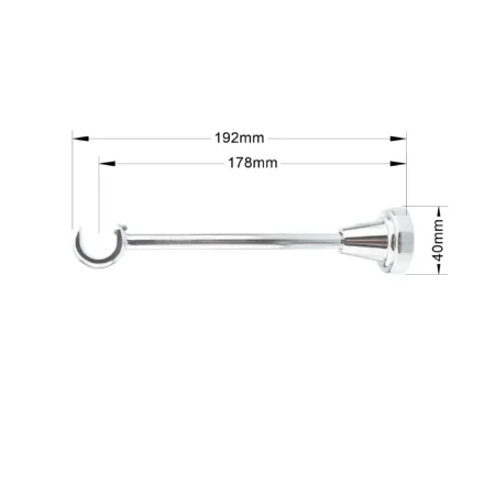 Chrome Classic single curtain pole bracket with dimensions