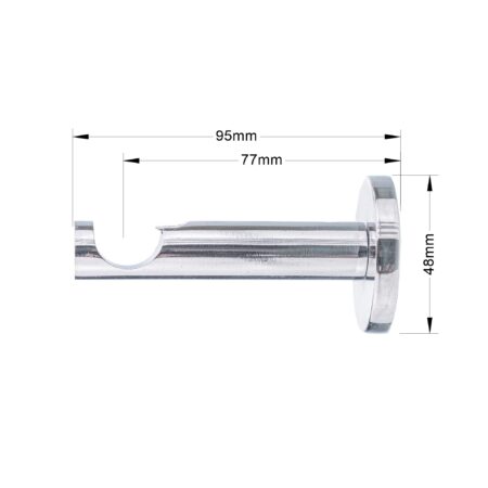 19 Chrome Single Modern dim 19 mm single curtain rod bracket in modern style with chrome finish and dimensions