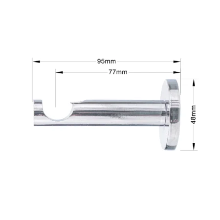 19 mm single curtain rod bracket in modern style with chrome finish and dimensions